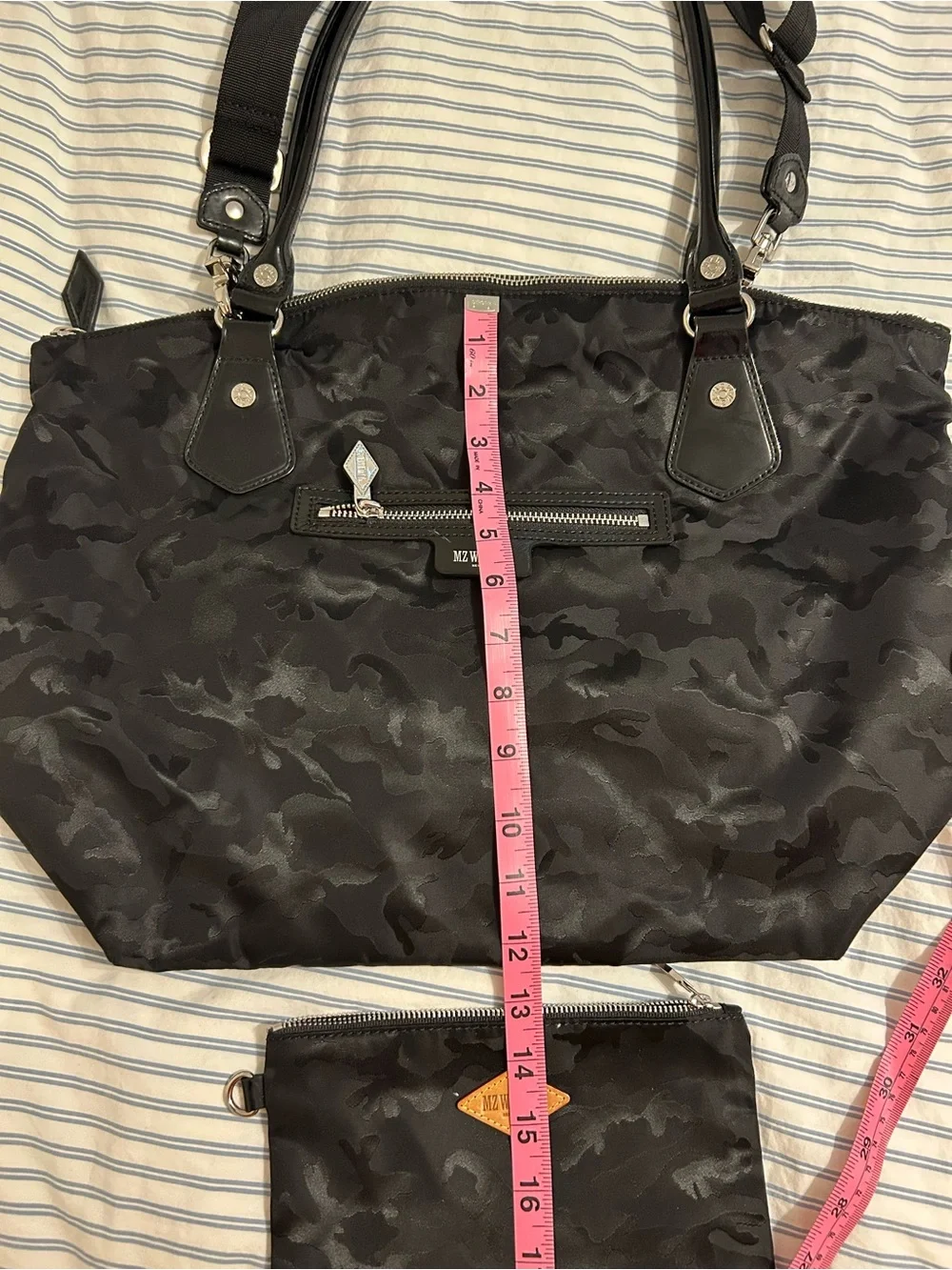 MZ Wallace Black Camouflage Nylon Chelsea Tote- EUC - Picture 2 of 10